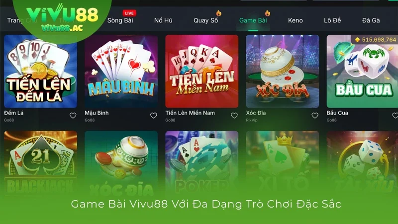 Những tựa game bài Hot nhất tại Vivu88 không nên bỏ lỡ